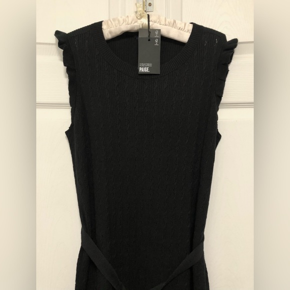 NWT PAIGE Gardenia Pointelle Stitch Fall Sweater Midi Dress in Black, Sz XL - Picture 5 of 7